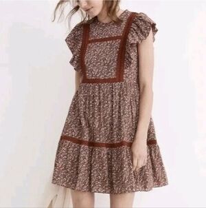 Madewell Brown Floral Midi Dress